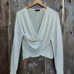 Woven Pink Faux Wrap Sweater